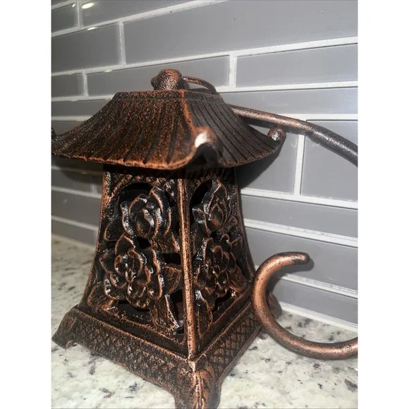 NIB PARTYLITE Cast Iron Pagoda Style LOTUS LANTERN Tealight Candle Holder  7"‎ - Picture 2 of 4